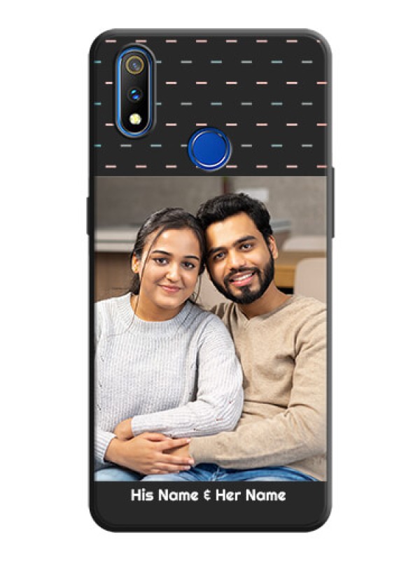 Custom Line Pattern Design with Text on Space Black Custom Soft Matte Phone Back Cover - Realme 3 Pro
