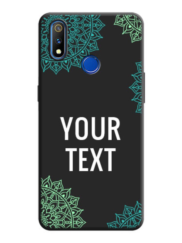 Custom Your Name with Floral Design on Space Black Custom Soft Matte Back Cover - Realme 3 Pro