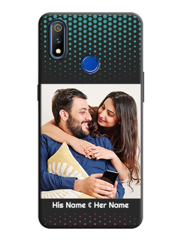 Custom Faded Dots with Grunge Photo Frame and Text on Space Black Custom Soft Matte Phone Cases - Realme 3 Pro