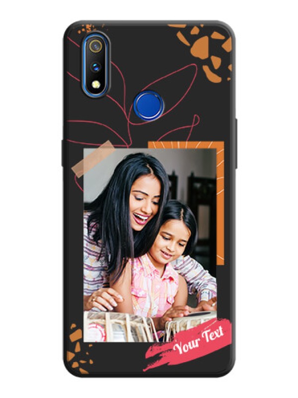 Custom Orange Photo Frame on Space Black Custom Soft Matte Phone Back Cover - Realme 3 Pro