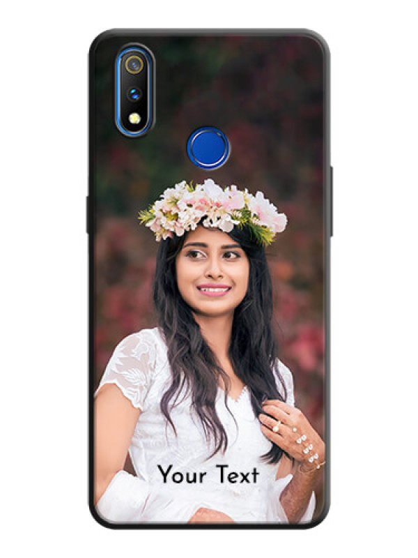 Custom Full Single Pic Upload With Text On Space Black Personalized Soft Matte Phone Covers -Realme 3 Pro