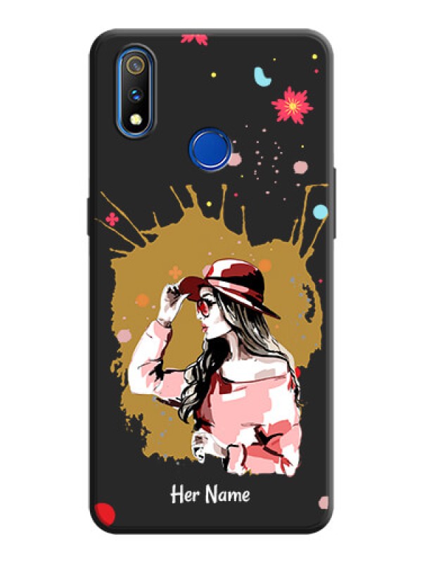 Custom Mordern Lady With Color Splash Background With Custom Text On Space Black Personalized Soft Matte Phone Covers -Realme 3 Pro