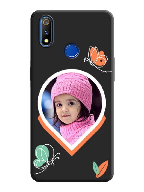 Custom Upload Pic With Simple Butterly Design On Space Black Personalized Soft Matte Phone Covers -Realme 3 Pro