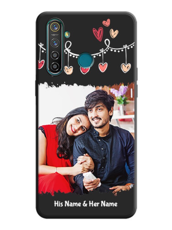 Custom Pink Love Hangings with Name on Space Black Custom Soft Matte Phone Cases - Realme 5 Pro