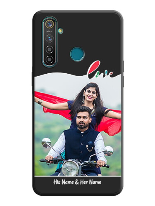 Custom Fall in Love Pattern with Picture - Photo on Space Black Soft Matte Mobile Case - Realme 5 Pro