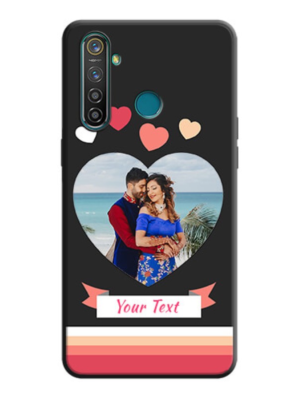 Custom Love Shaped Photo with Colorful Stripes on Personalised Space Black Soft Matte Cases - Realme 5 Pro