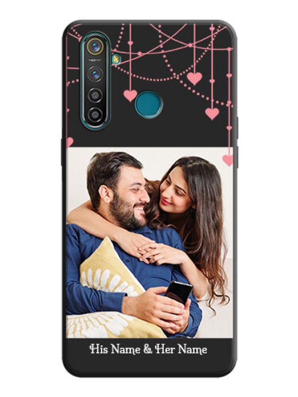 Custom Pink Love Hangings with Text on Space Black Custom Soft Matte Back Cover - Realme 5 Pro