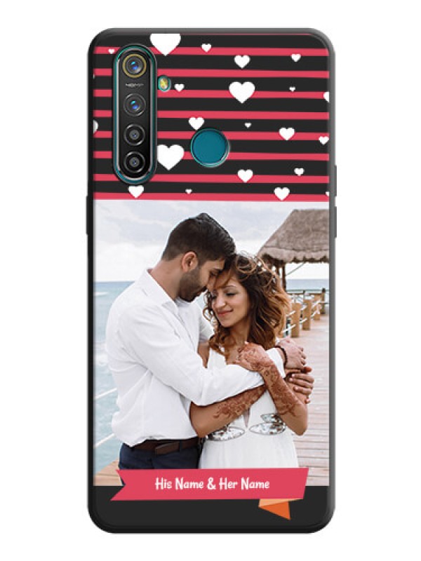 Custom White Color Love Symbols with Pink Lines Pattern on Space Black Custom Soft Matte Phone Cases - Realme 5 Pro