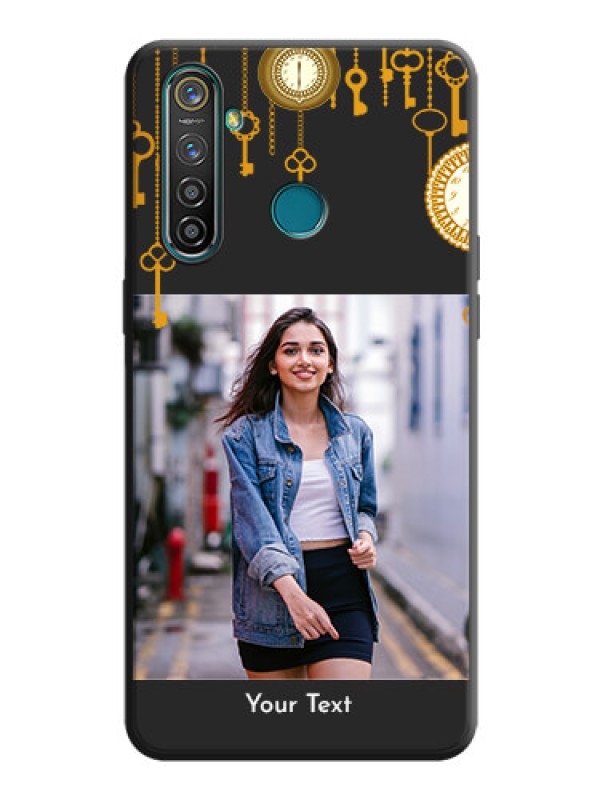 Custom Decorative Design with Text on Space Black Custom Soft Matte Back Cover - Realme 5 Pro