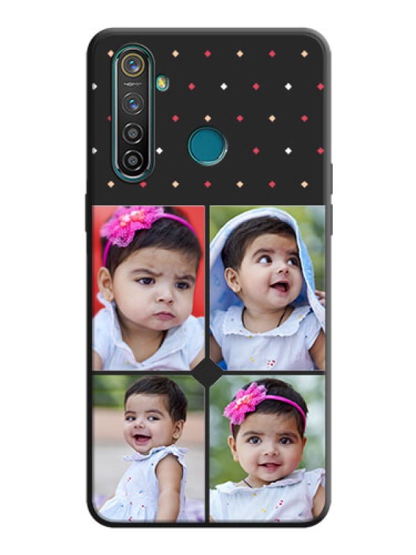 Custom Multicolor Dotted Pattern with 4 Image Holder on Space Black Custom Soft Matte Phone Cases - Realme 5 Pro