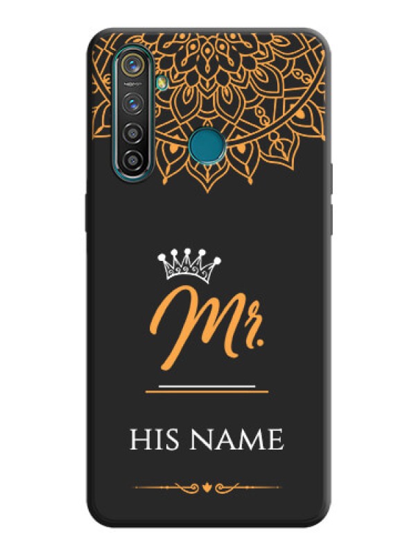 Custom Mr Name with Floral Design  on Personalised Space Black Soft Matte Cases - Realme 5 Pro