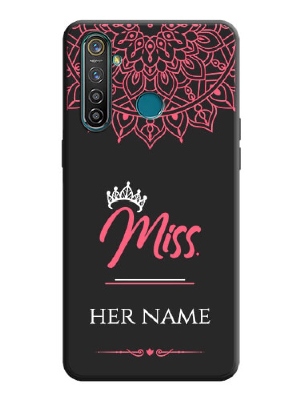 Custom Mrs Name with Floral Design on Space Black Personalized Soft Matte Phone Covers - Realme 5 Pro