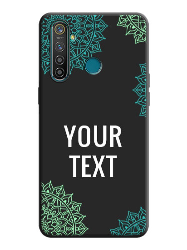 Custom Your Name with Floral Design on Space Black Custom Soft Matte Back Cover - Realme 5 Pro
