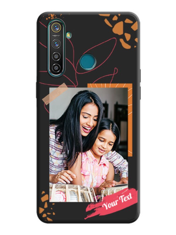 Custom Orange Photo Frame on Space Black Custom Soft Matte Phone Back Cover - Realme 5 Pro