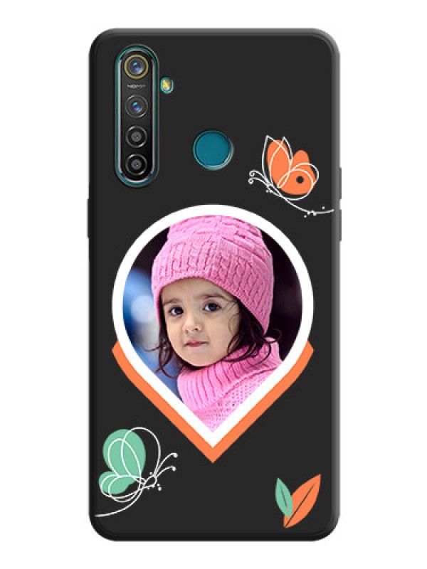Custom Upload Pic With Simple Butterly Design On Space Black Personalized Soft Matte Phone Covers -Realme 5 Pro