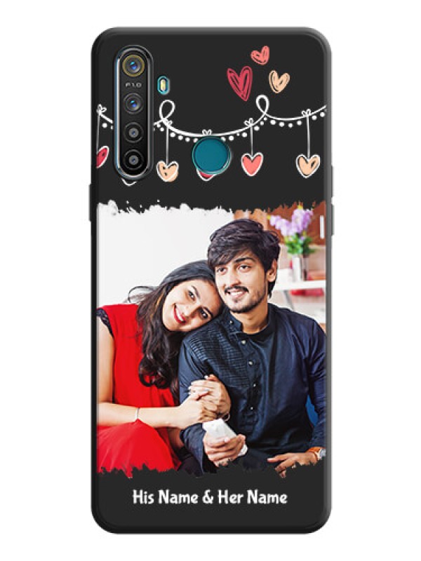Custom Pink Love Hangings with Name on Space Black Custom Soft Matte Phone Cases - Realme 5