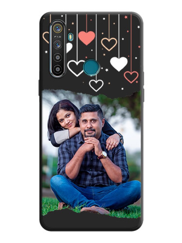 Custom Love Hangings with Splash Wave Picture on Space Black Custom Soft Matte Phone Back Cover - Realme 5