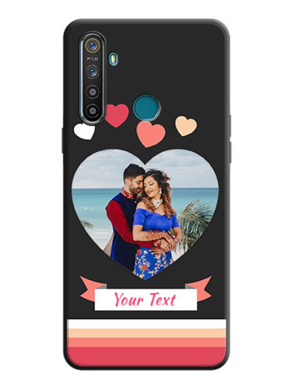 Custom Love Shaped Photo with Colorful Stripes on Personalised Space Black Soft Matte Cases - Realme 5