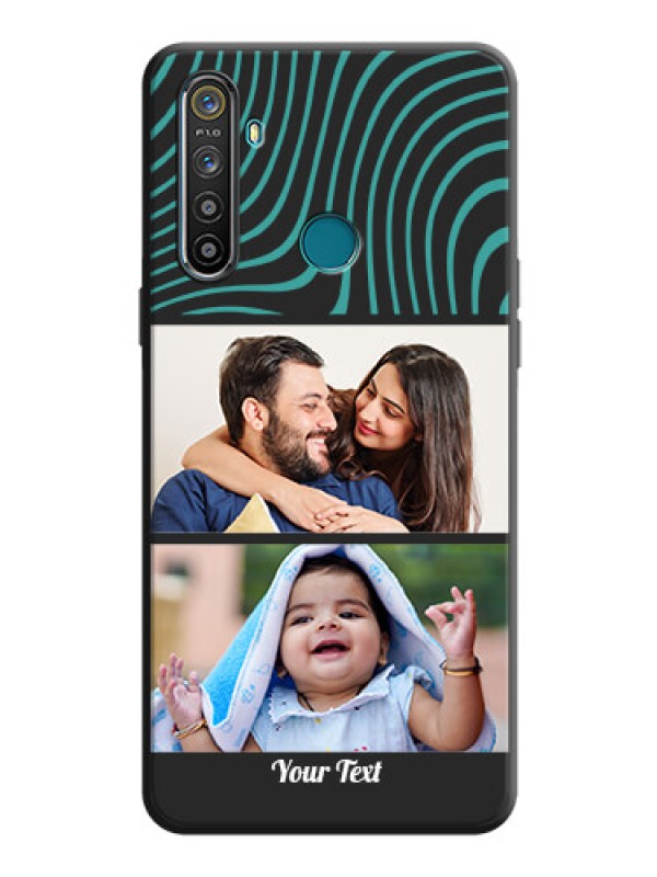 Custom Wave Pattern with 2 Image Holder on Space Black Personalized Soft Matte Phone Covers - Realme 5