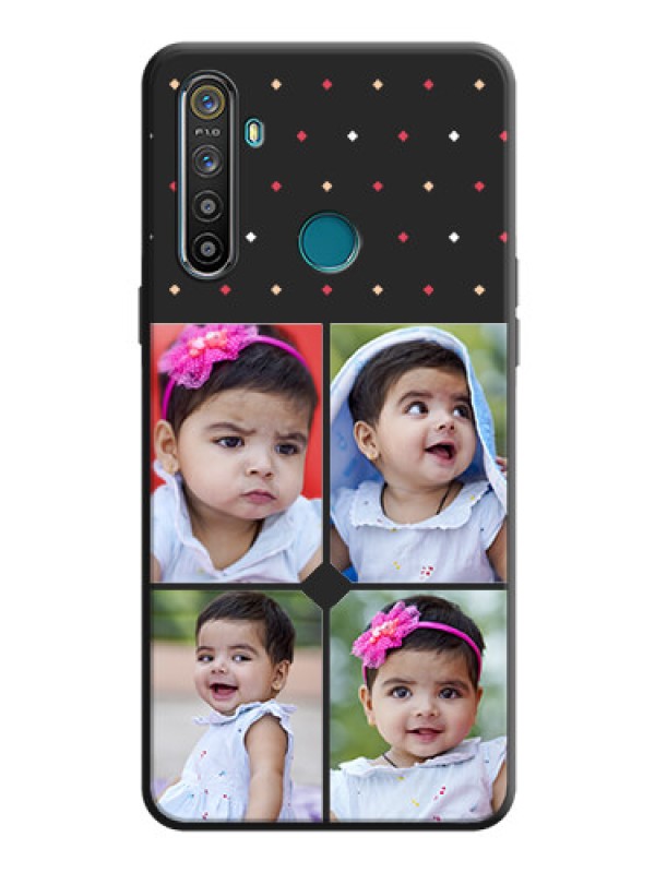 Custom Multicolor Dotted Pattern with 4 Image Holder on Space Black Custom Soft Matte Phone Cases - Realme 5