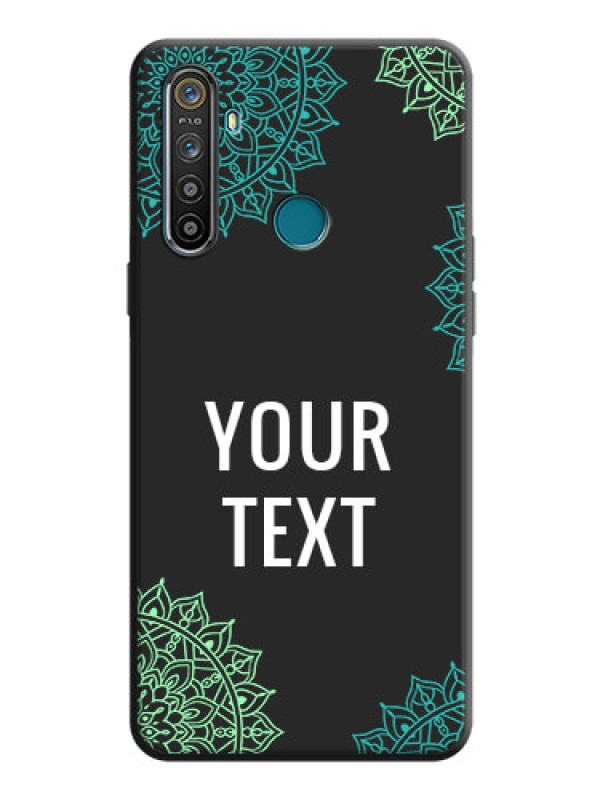 Custom Your Name with Floral Design on Space Black Custom Soft Matte Back Cover - Realme 5