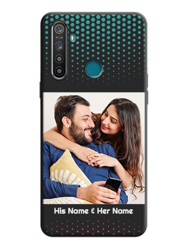 Custom Faded Dots with Grunge Photo Frame and Text on Space Black Custom Soft Matte Phone Cases - Realme 5