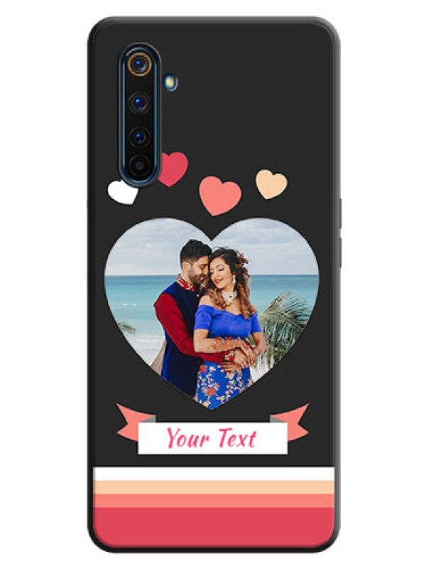 Custom Love Shaped Photo with Colorful Stripes on Personalised Space Black Soft Matte Cases - Realme 6 Pro