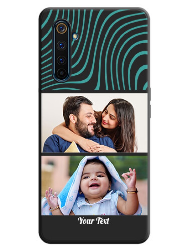 Custom Wave Pattern with 2 Image Holder on Space Black Personalized Soft Matte Phone Covers - Realme 6 Pro