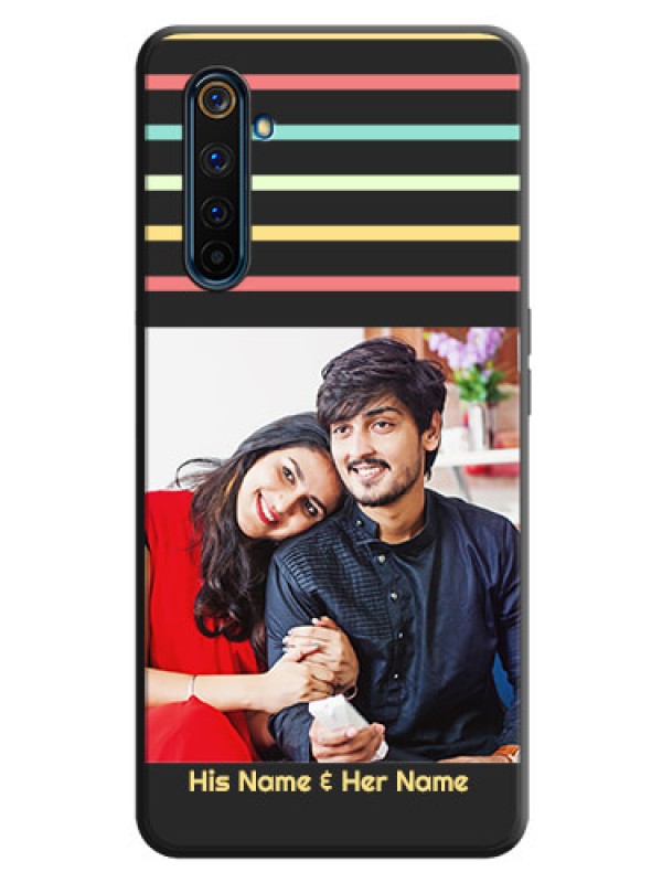 Custom Color Stripes with Photo and Text - Photo on Space Black Soft Matte Mobile Case - Realme 6 Pro