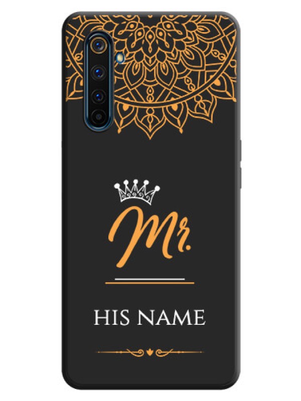 Custom Mr Name with Floral Design  on Personalised Space Black Soft Matte Cases - Realme 6 Pro