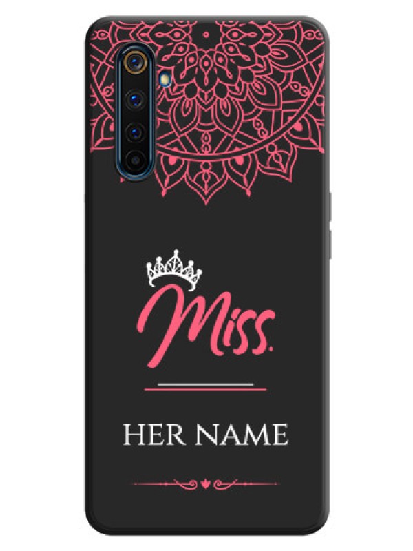 Custom Mrs Name with Floral Design on Space Black Personalized Soft Matte Phone Covers - Realme 6 Pro