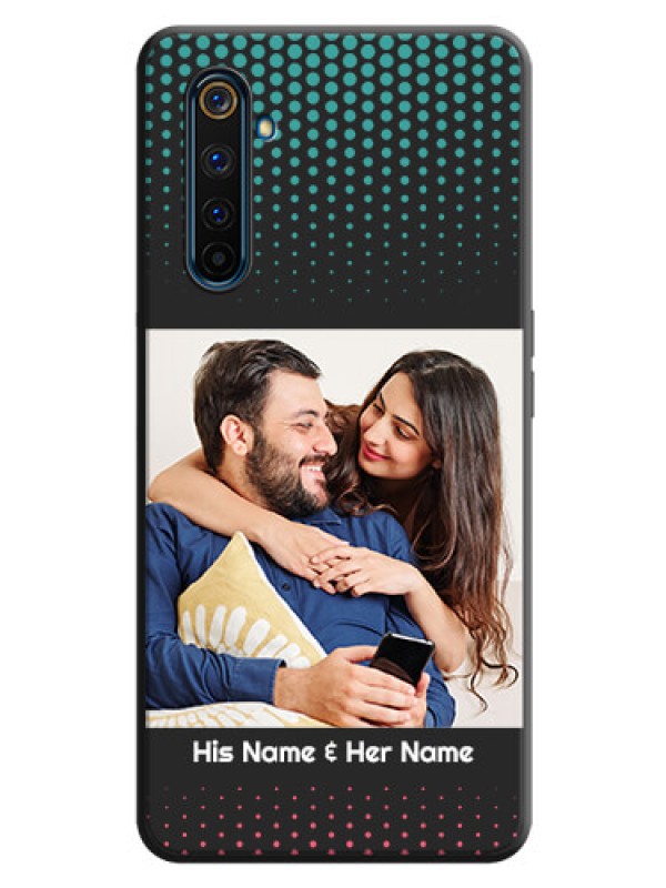 Custom Faded Dots with Grunge Photo Frame and Text on Space Black Custom Soft Matte Phone Cases - Realme 6 Pro