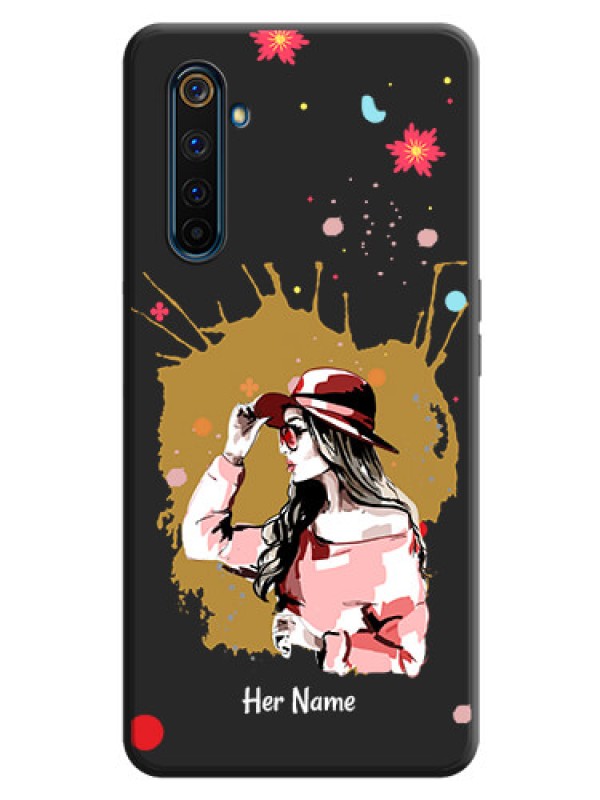 Custom Mordern Lady With Color Splash Background With Custom Text On Space Black Personalized Soft Matte Phone Covers -Realme 6 Pro