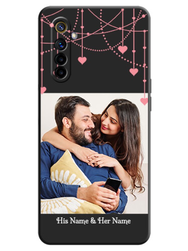 Custom Pink Love Hangings with Text on Space Black Custom Soft Matte Back Cover - Realme 6