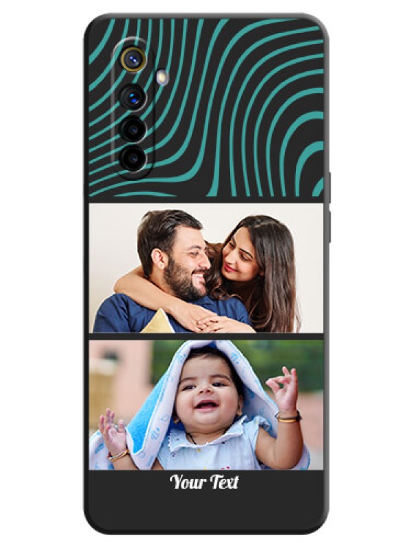 Custom Wave Pattern with 2 Image Holder on Space Black Personalized Soft Matte Phone Covers - Realme 6