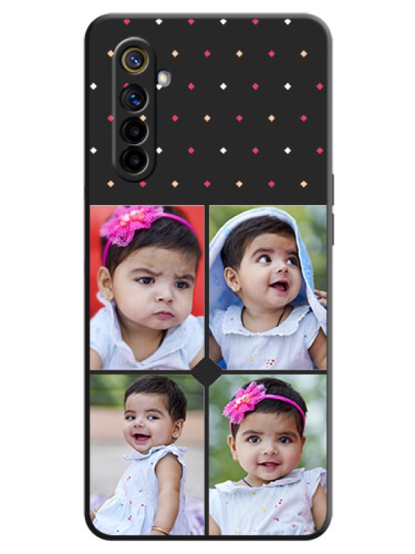Custom Multicolor Dotted Pattern with 4 Image Holder on Space Black Custom Soft Matte Phone Cases - Realme 6