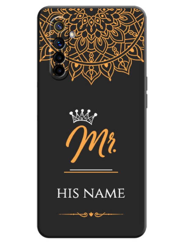 Custom Mr Name with Floral Design  on Personalised Space Black Soft Matte Cases - Realme 6