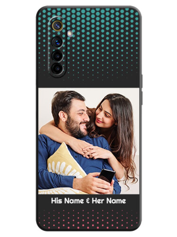 Custom Faded Dots with Grunge Photo Frame and Text on Space Black Custom Soft Matte Phone Cases - Realme 6