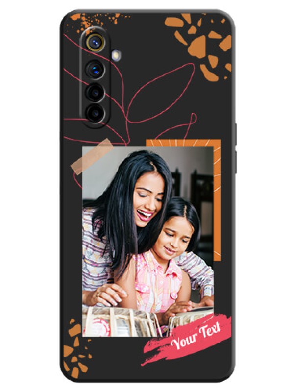 Custom Orange Photo Frame on Space Black Custom Soft Matte Phone Back Cover - Realme 6