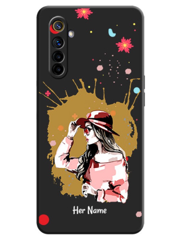 Custom Mordern Lady With Color Splash Background With Custom Text On Space Black Personalized Soft Matte Phone Covers -Realme 6