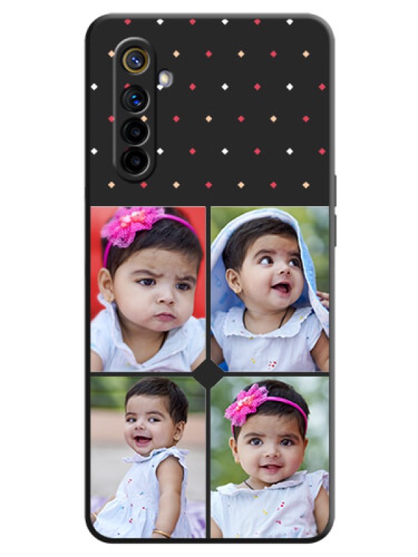 Custom Multicolor Dotted Pattern with 4 Image Holder on Space Black Custom Soft Matte Phone Cases - Realme 6i