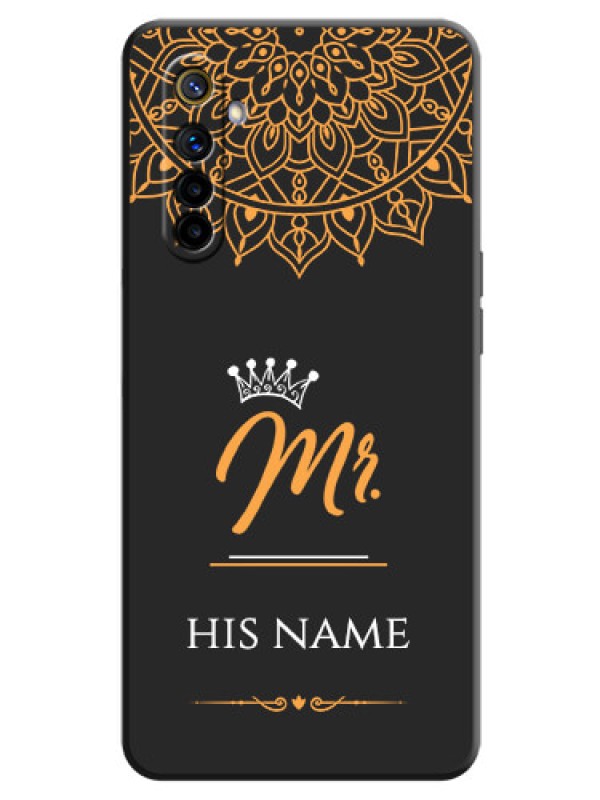Custom Mr Name with Floral Design  on Personalised Space Black Soft Matte Cases - Realme 6i