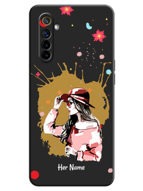 Custom Mordern Lady With Color Splash Background With Custom Text On Space Black Personalized Soft Matte Phone Covers -Realme 6I