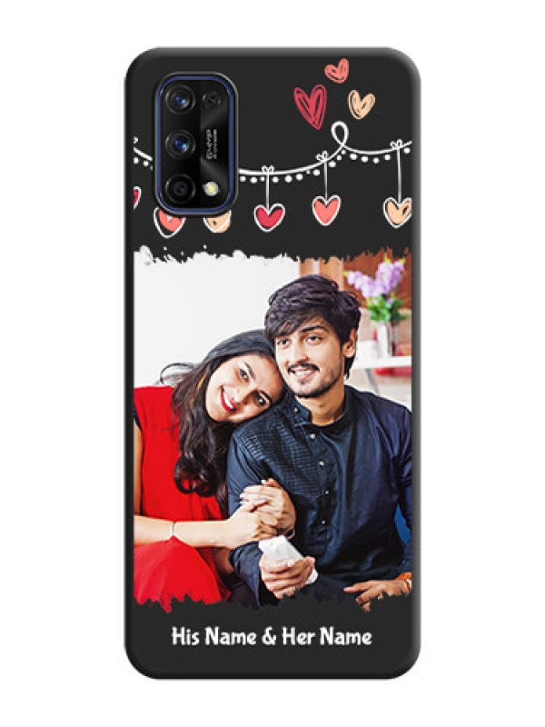 Custom Pink Love Hangings with Name on Space Black Custom Soft Matte Phone Cases - Realme 7 Pro