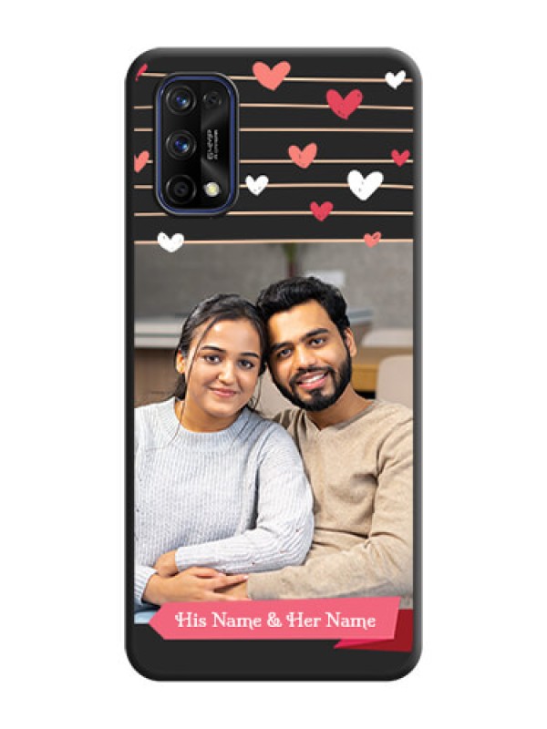 Custom Love Pattern with Name on Pink Ribbon  on Photo on Space Black Soft Matte Back Cover - Realme 7 Pro