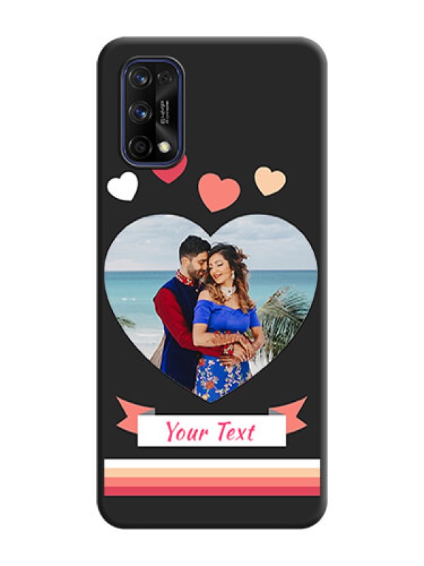 Custom Love Shaped Photo with Colorful Stripes on Personalised Space Black Soft Matte Cases - Realme 7 Pro
