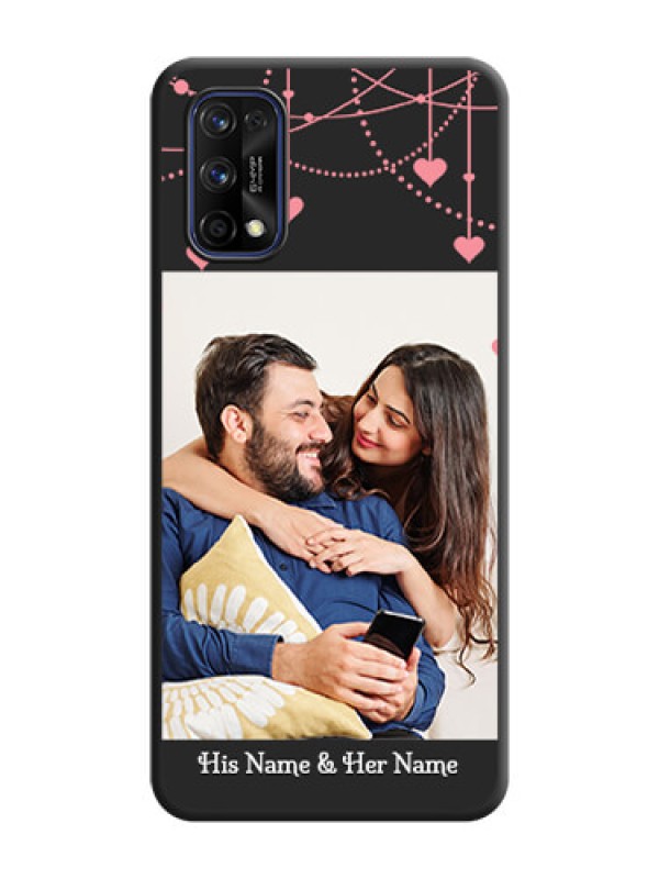 Custom Pink Love Hangings with Text on Space Black Custom Soft Matte Back Cover - Realme 7 Pro