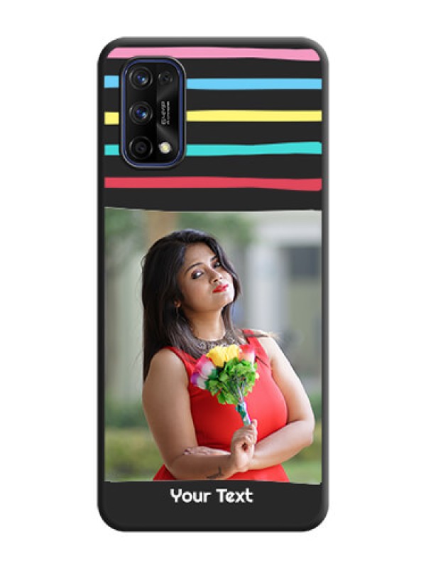 Custom Multicolor Lines with Image on Space Black Personalized Soft Matte Phone Covers - Realme 7 Pro