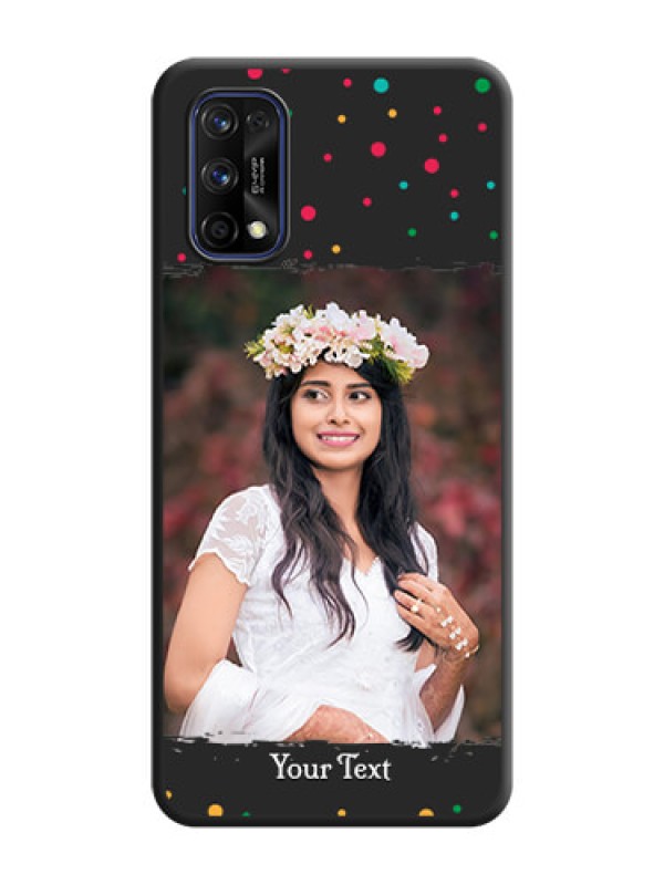 Custom Multicolor Dotted Pattern with Text on Space Black Custom Soft Matte Phone Back Cover - Realme 7 Pro