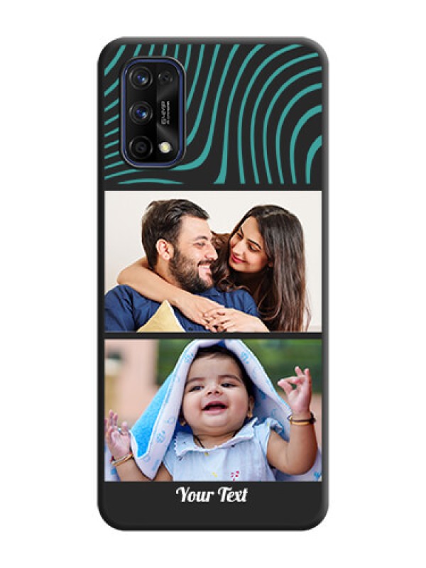 Custom Wave Pattern with 2 Image Holder on Space Black Personalized Soft Matte Phone Covers - Realme 7 Pro